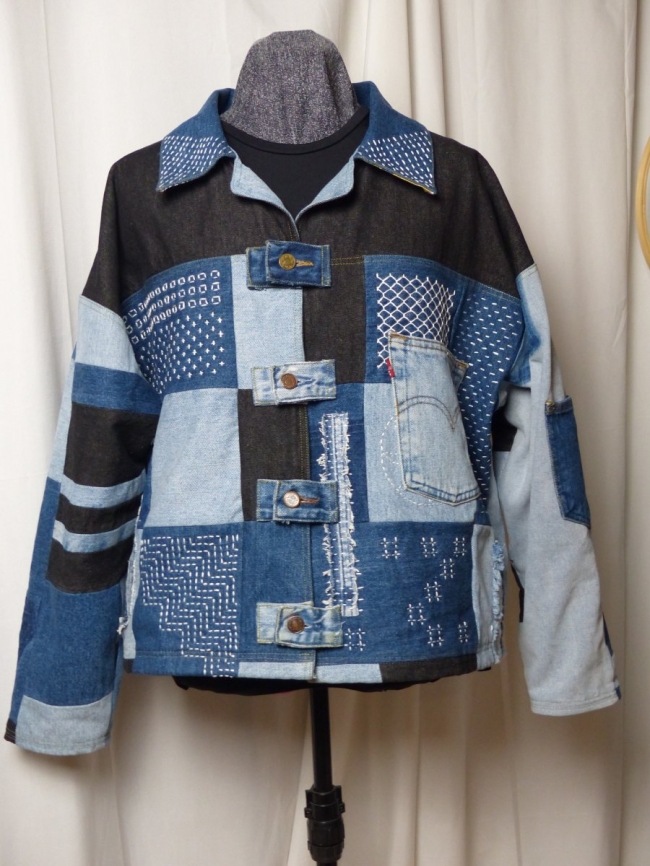 Veste unisexe upcyclée broderie sashiko 
