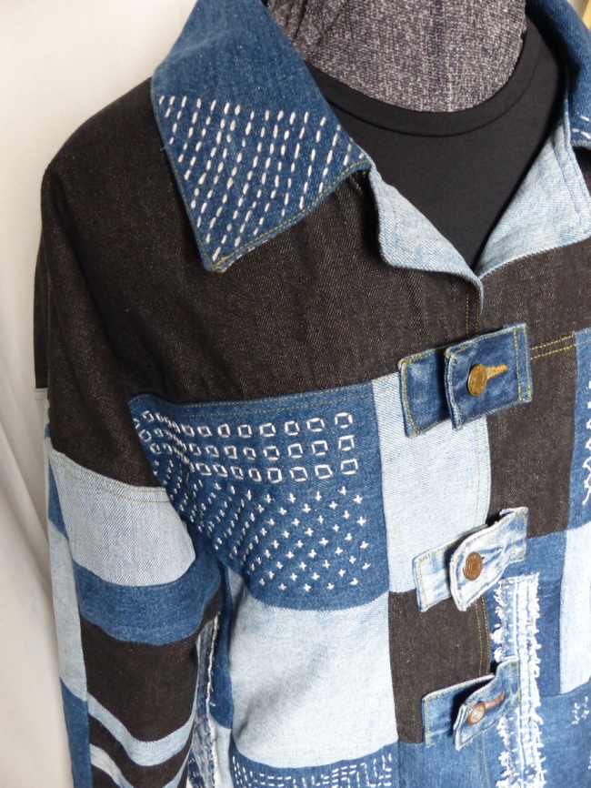 Veste unisexe upcyclée broderie sashiko 