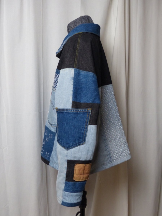 Veste unisexe upcyclée broderie sashiko 