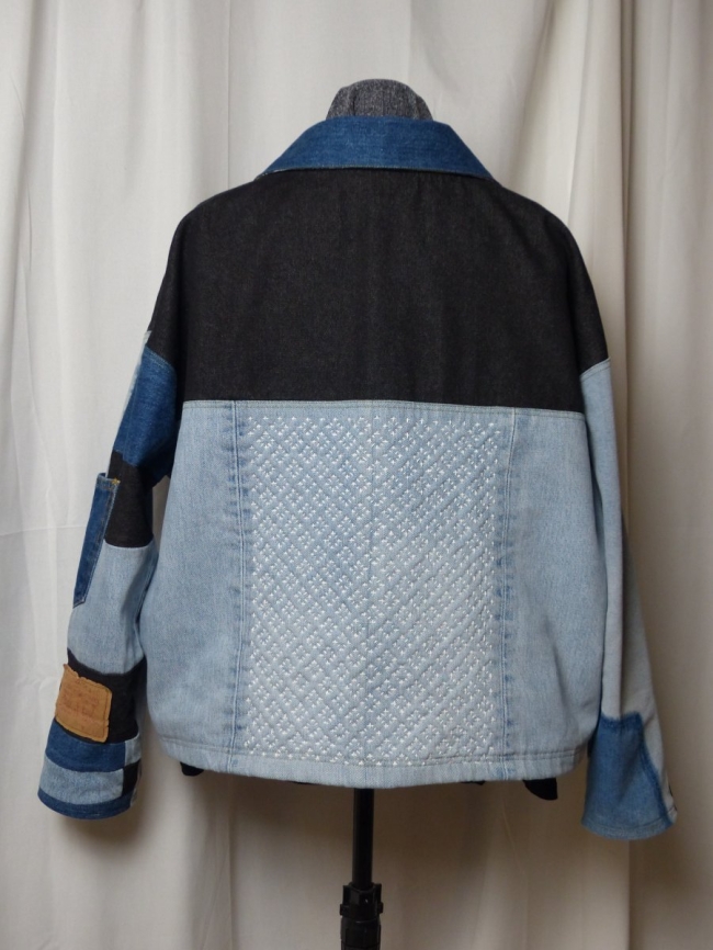 Veste unisexe upcyclée broderie sashiko 